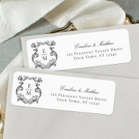 Barok Monogram Crest Wedding Retouradres