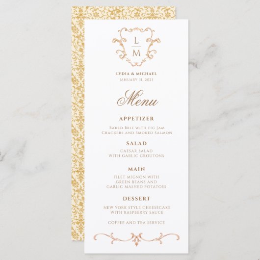 Barok Monogram Diner Menu (Voorkant / Achterkant)