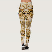 Barok ontmoet Luipaard: Gouden achtergrond Leggings (Achterkant)