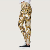 Barok ontmoet Luipaard: Gouden achtergrond Leggings (Links)