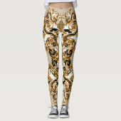 Barok ontmoet Luipaard: Gouden achtergrond Leggings (Voorkant)