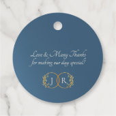 Barok ontwerp & monogram - Blauw Bedankjes Labels (Achterkant)
