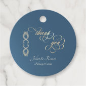 Barok ontwerp & monogram - Blauw Bedankjes Labels (Voorkant)