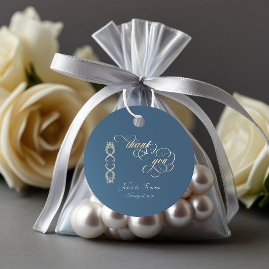 Barok ontwerp & monogram - Blauw Bedankjes Labels