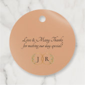 Barok ontwerp & monogram - Perzik Bedankjes Labels (Achterkant)
