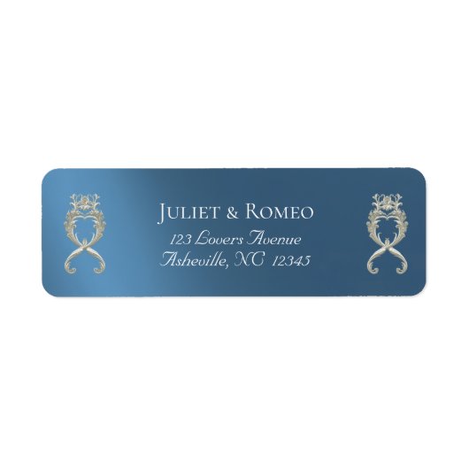 Barok ontwerp retouradres - Blauw Etiket (Voorkant)