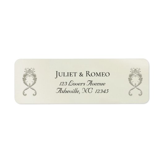 Barok ontwerp retouradres - Crème Etiket (Voorkant)