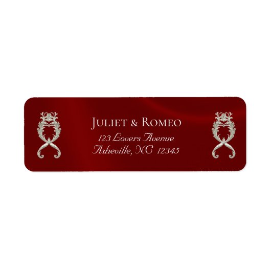 Barok ontwerp retouradres - Rood Etiket (Voorkant)
