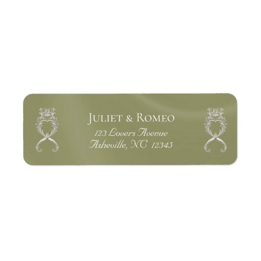 Barok ontwerp retouradres - salie etiket (Voorkant)