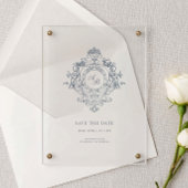 Barok Ornament Crest Minimalistische bruiloft Kaart