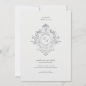 Barok Ornament Crest Minimalistische bruiloft Kaart (Voorkant)