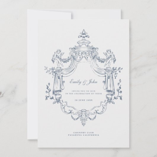  barok Ornament Elegante bruiloft Kaart (Voorkant)