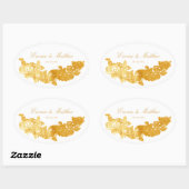 Barok Ornament Golden Wedding Logo Ovale Sticker (Vel)