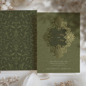 Barok Ornament Gouden bruiloft Folie Uitnodiging