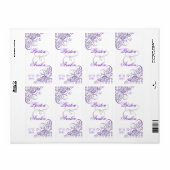 Barok Paarse Scroll Witte Bruiloft Wijn Label (Full Sheet)