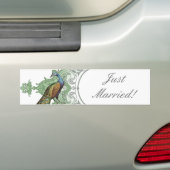 Barok Peacock Net Getrouwd - aqua blauw Bumpersticker (Op auto)