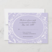 Barok Peacock RSVP Respons Kaart - Lavendel (Voorkant)