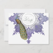 Barok Peacock RSVP Respons Kaart - Lavendel (Achterkant)