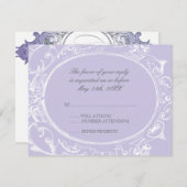 Barok Peacock RSVP Respons Kaart - Lavendel (Voorkant / Achterkant)