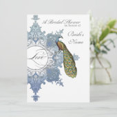 Barok Peacock Vrijgezellenfeest Invite - Blauw Kaart (Staand voorkant)