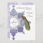 Barok Peacock Vrijgezellenfeest Invite - Lavendel Kaart (Voorkant / Achterkant)