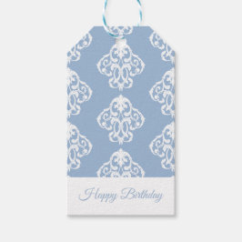 Barok Poederblauw Witte Ornament Cadeaulabel