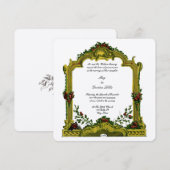 Barok Rococo 1772 Kleur Bloemen Cartouche Bruiloft Kaart (Voorkant / Achterkant)