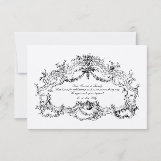 barok rococo bloemblaadje altaar grens bedankkaart (Achterkant)