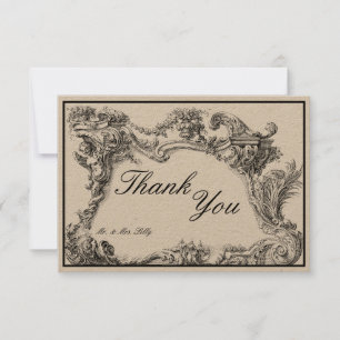 barok rococo bloemblaadje rand bedankkaart