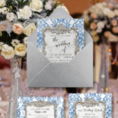  barok rococo bloemenblauw wit zilver folie uitnodiging