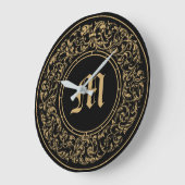Barok Rococo Bloemenkrans Monogram Print Grote Klok (Hoek)