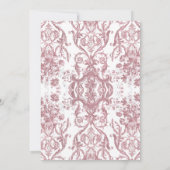 Barok Rococo Bloemenroze n Wit Bruiloft Kaart (Achterkant)