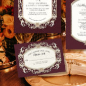 barok rococo bordeaux en gouden bruiloft RSVP kaartje