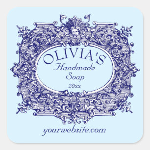 Barok Rococo Cartouche zeeplabel Sjabloon Vierkante Sticker