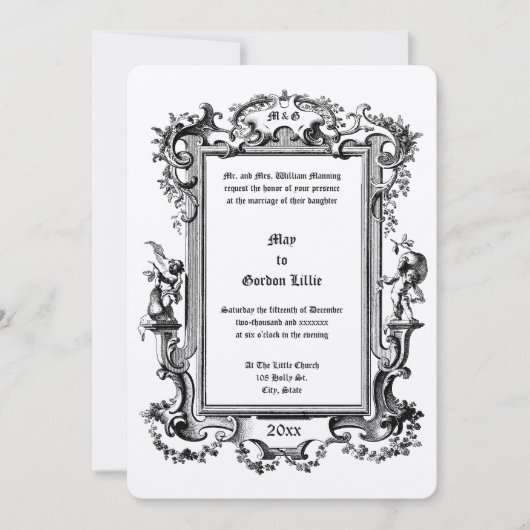 Barok Rococo Cherubs Fruit Bloemen Lijst Border Kaart (Voorkant)