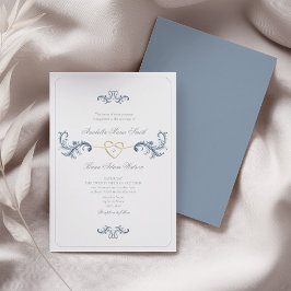  Barok Rococo Dusty Blue Wedding Kaart