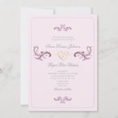 Barok Rococo Dusty Roos Wedding Kaart (Voorkant)