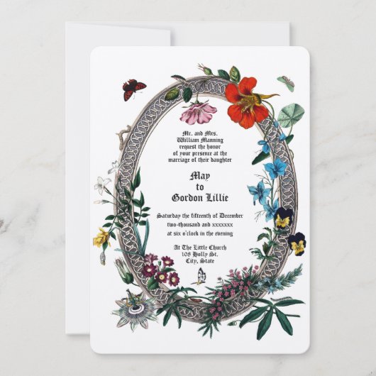 Barok Rococo Flowers & Butterflies Ovaal Lijst Kaart (Voorkant)