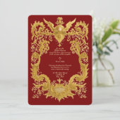Barok Rococo Kleur Cartouche Bruiloft Kaart (Staand voorkant)
