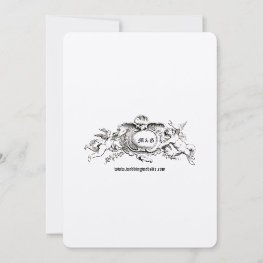 Barok Rococo Rocaille Lijst Bruiloft Kaart (Achterkant)