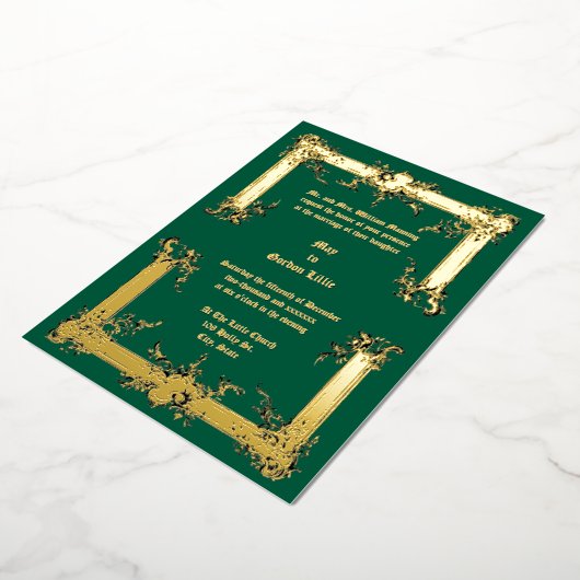 Barok Rococo Rocaille Lijst ca. 1775 Huwelijk Folie Uitnodiging (Gedraaid)