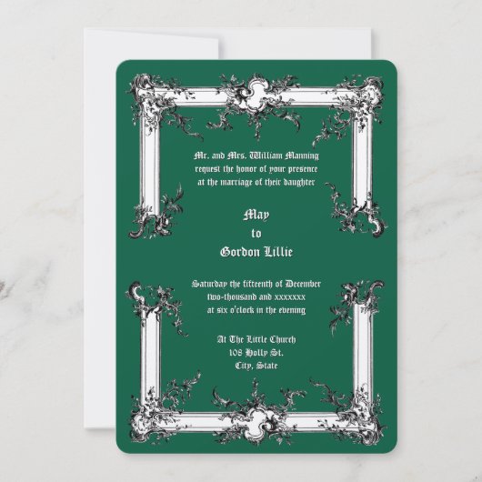 Barok Rococo Rocaille Lijst ca. 1775 Huwelijk Kaart (Voorkant)