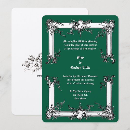 Barok Rococo Rocaille Lijst ca. 1775 Huwelijk Kaart (Voorkant / Achterkant)