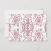  barok rococo roze n gouden bloemenbruiloft RSVP kaartje (Achterkant)