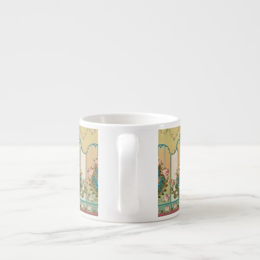  Barok Rococo Roze Rozen Frieze Ristretto Espresso Kop (Achterkant)