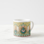 Barok Rococo Roze Rozen Frieze Ristretto Espresso Kop (Voorkant rechts)