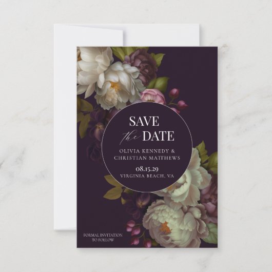 Barok romantische bloemen foto save the date kaart (Voorkant)