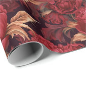 Barok rood pioenenpatroon cadeaupapier (Rol Hoek)