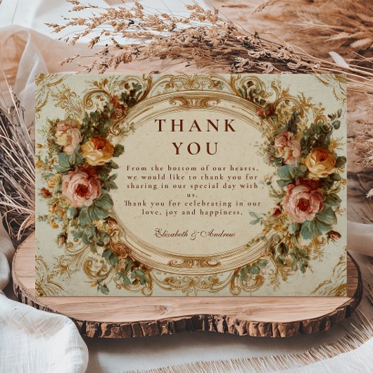  barok Roos bruiloft Bedankkaart