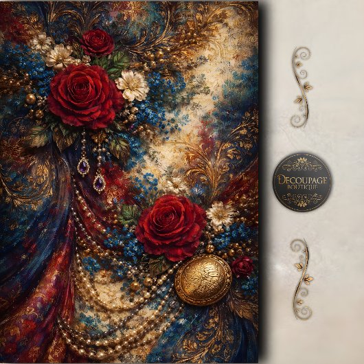 Barok Roze Goud Luxe Decoupage Tissuepapier
